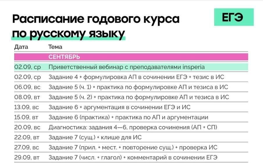 Расписание