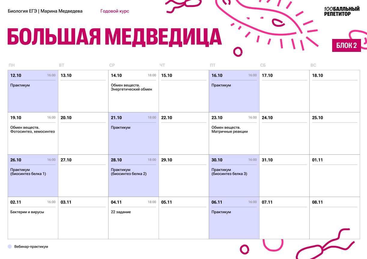 Расписание курса Биология | Марина